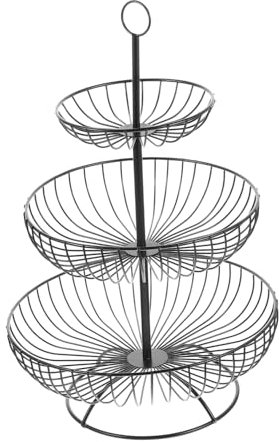 Cabilock Cesta De Frutas De 3 Niveles Escalonada, Soporte De Hierro Negro, Bandeja Multiusos Para Fruta y Aperitivos, Frutero Doméstico Para Mesa De Comedor, Organización Práctica y Decorativa