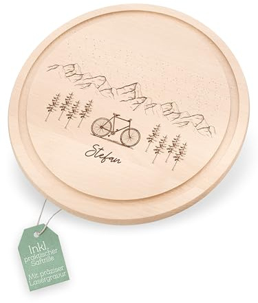 Abenteuernah Brotzeitbrettl Bike, Geschenk für Männer, Fahrrad Mann Geschenke für Fahrrad und Bike Liebhaber, individuell und personalisiert mit hübschen Motiven (Bike Berge)