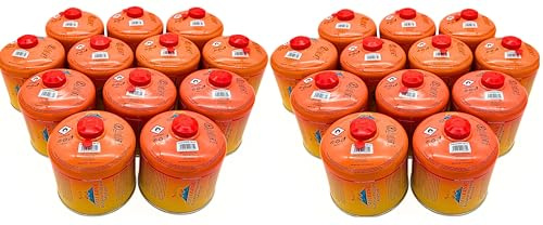 SMH LINE® 24x 500g Schraubkartusche Butan Propan Gas Schraubventil Universalgewinde 7/16 Gaskartuschen Ventil EN 417 Bunsenbrenner Campingkocher Grill Gaskocher Gasheizung Lötbrenner