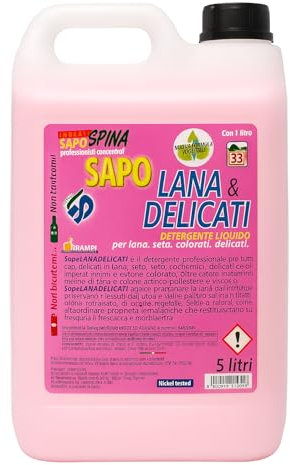 HOME PRO - Detergente Rampi SapoLana e Capi Delicati 5L | Per Lavaggi a Mano e Lavatrice | Profumo Professionale, Ultra Delicato su Lana, Seta, Cashmere, Tessuti Pregiati