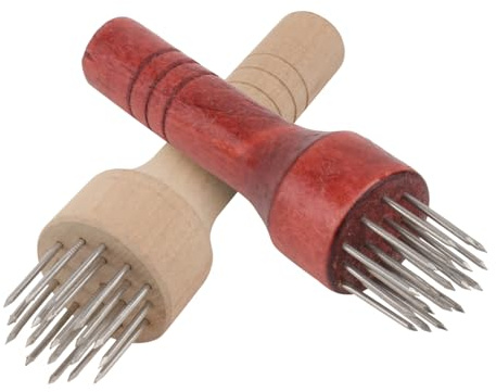 Zerodeko 2 Stück Fleischklopfer Aus Edelstahl Mit Rotem Und Weißem Holzgriff Fleischzartmacher Mit Feinen Nadeln Für Wild Schwein Rind Geflügel Lebensmittelecht Und Ergonomisch Fürs Grillzubehör