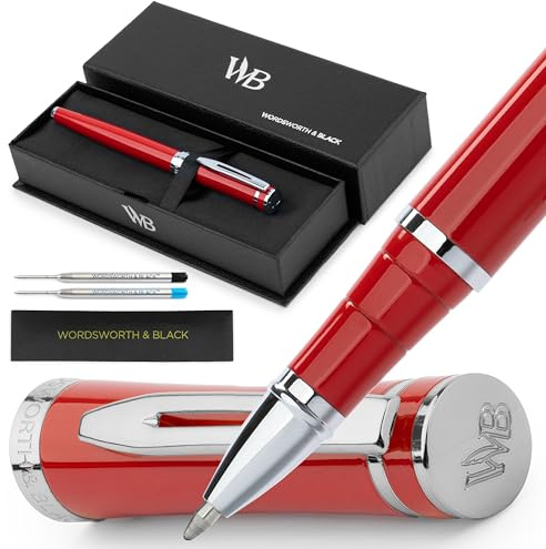 Wordsworth & Black Stylo roller rechargeable de luxe, rouge