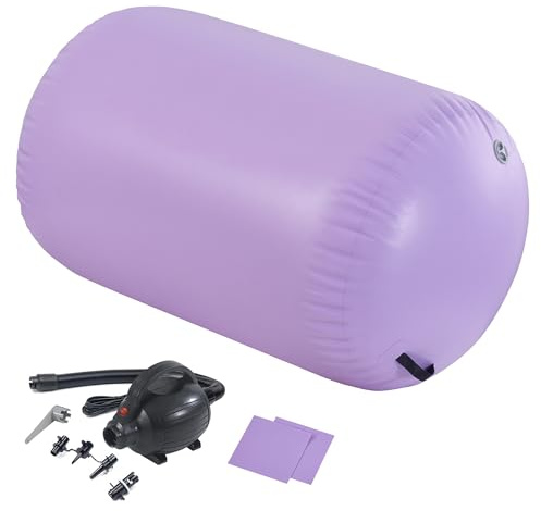 LSLIFE Luftrolle Aufblasbare Tumbling-Gymnastik Fass 60/75/90 cm Tumbling-Matte Luft-Tumble-Track-Matte Rückbeuge-Trainer mit elektrischer Luftpumpe für Training/Yoga/Backflip