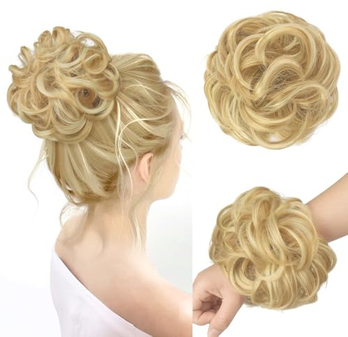 Moños Postizos,1 Pieza,Moño Postizos de Pelo Natural Rizado Magico,Sintético Extensiones,Moño Sintético Despeinado para Mujeres