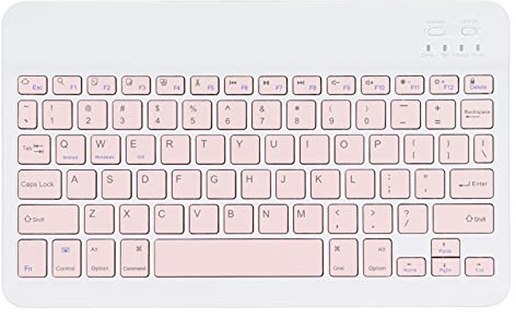 Tastiera bluetooth wireless da 10 pollici, universale ricaricabile e magro, Android, tasti di forbice silenziosi, pannelli silenziosi iOS Ultra portatile, pannello non slip metal (rosa)