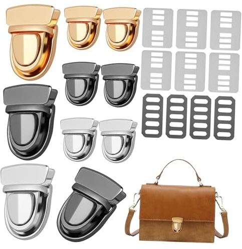 HEALSOPTHY 12 Uppsättningar Bag Clasp Kit i Metall med Elegant Polerad Yta Universella Lås för Handväska i Färger och Enkel Montering för DIY och Professionell Väsktillverkning