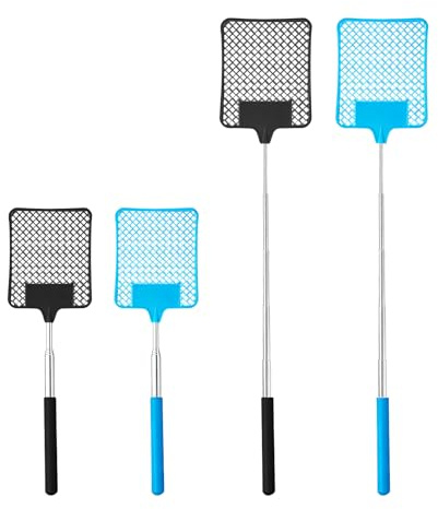 4 Stück Fliegenklatsche Ausziehbar, Manuelle Fliegenklatschen Fly Swatter Teleskopgriff aus Edelstahl Fliegenklatsche Für Verwendet Um Fliegen Wespen Mücken Und Andere Insekten Abzuwehren