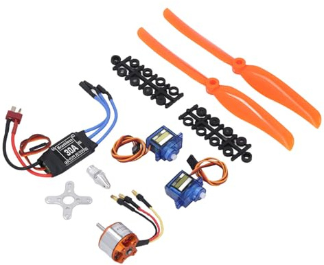 Kit de Motor sin Escobillas 1400KV para Aviones RC, ESC 30A con Servos SG90 y Hélices 8060, Unidad de Potencia Completa para Helicópteros y Modelos de Ala Fija