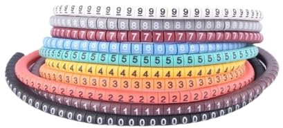 Kabelmärkning 500PCS EC-0/1/2/3 Kabelmärkning 0 till 9 för kabelstorlek 1,5/2,5/4,0/6,0 kvm mm Färg Nummerrör Kabelmärkning Etiketter(EC-1 (500PCS))