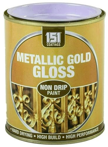 VARNOX, Metallic Gold Gloss Non-Drip Paint 300ml – Hard-Drying, High-Performance Gloss with Durable Hard-Build Formula – Ideal for Wood, Metal & Concrete – Interior & Exterior Use (1PCS)