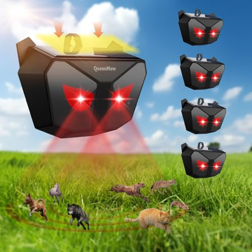 Répulsif pour Chat Solaire, Repulsif Animaux Nocturnes Flash Muet, Repulsif Anti Chat Exterieur, Repulsif Oiseaux Pigeon Imperméable, pour Jardin Animaux Nocturnes Chats Chiens Oiseaux Souris, 4 Pack