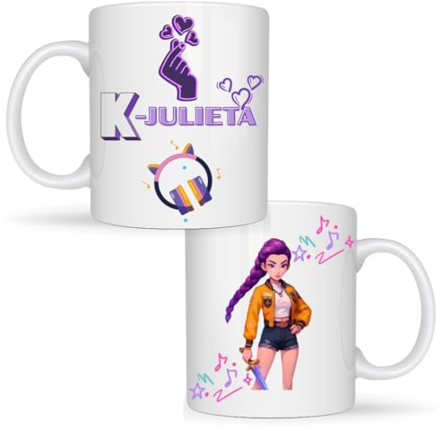 Genérico Taza personalizada con nombre. Regalos para niños personalizados. Tazas personalizadas de cerámica series televisión. Tazas de pelicula infantil. Cantante golden. Lila