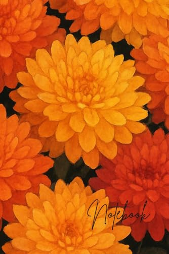 Yellow and Orange Chrysanthemum Notebook: Cute Floral Lined Journal for Women, Work, School, Daily Writing and Gift: Elegant softcover floral notebook ... note-taking and aesthetic stationery lovers