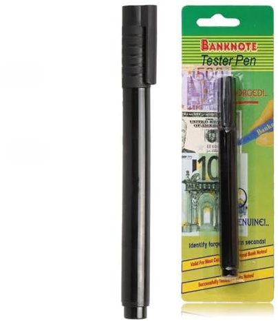 WheatThrive 1 stylo détecteur de contrefaçon, testeur de faux argent, marqueur de chèque de devise, test d'encre rapide pour billets de banque, stylo de sécurité pour la vérification de l'argent