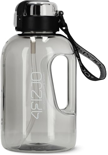 4FIZJO 2-Liter-Trinkflasche, Sportflasche, BPA-frei, Tritan, Auslaufsicher Flasche, Sport Trinkflasche 2L mit Griff für Fitness, Büro & Outdoor, Wasserflasche
