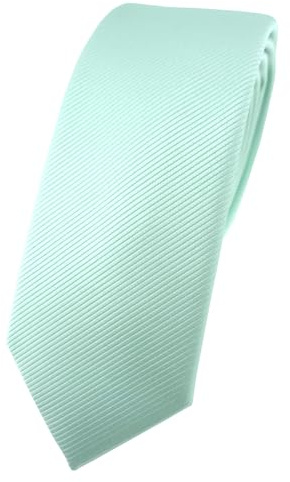TigerTie - Corbata fina de color liso con patrón de rayas, verde menta, Talla única