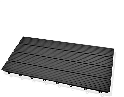 SIENOC Terrassen-Fliese aus WPC Kunststoff, Einzelfliese, Garten-Fliese,Balkon Bodenbelag mit Drainage Unterkonstruktion (30x60 cm, Grau)