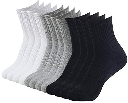 BONANGEL Men's White Ankle Quarter Socks Cushioned in Cotton for Women, for Trainer Running Sports Hiking Outdoors 6 Pairs