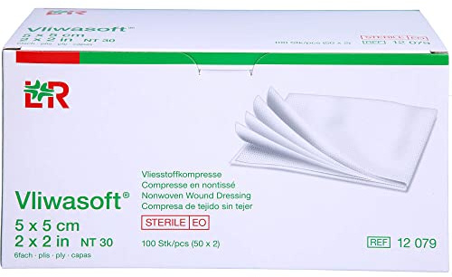 Vliwasoft Icke-vävda kompresser 5 x 5 cm sterila, 100 st. kompresser