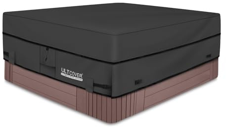 ULTCOVER Housse de Jacuzzi carré en Polyester 600D imperméable, pour Spa d’extérieur, Noir, 241 x 241 cm