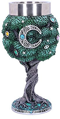 Nemesis Now Exclusive Tree of Life Nature Goblet Wine Glass, Green, 1 Count (Pack of 1)