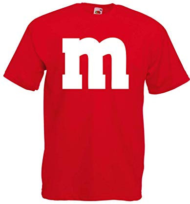 T-Shirt - M&M Karneval Gruppen Kostüm Fasching Verkleidung Darts Unisex (Rot, L)