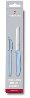 Victorinox 6.7116.21L22 Swiss Classic, set composto da pelapatate universale e coltello da verdura, in acciaio inox, celeste