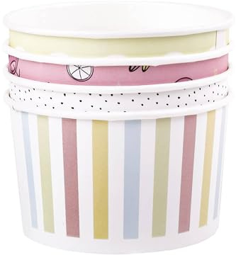 Kram (förpackning med 50 st) 250 ml glasskoppar, färgglada dessertskålar, matbehållare, pappersbadkar (50, inga skedar)