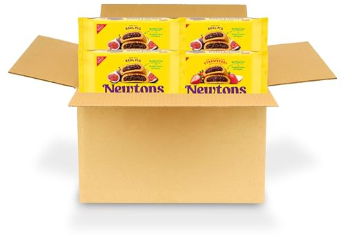 Newtons - Confezione di 4 biscotti morbidi e masticabili, biscotti ai fichi, fragole e 100% bacche di grano intero