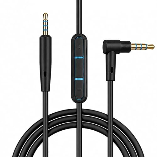 SPARKED Bose QC25 Replacement Cable Audio Lead for Bose QC 25 QuietComfort 25 Headphones with Inline Aux Mic & Remote Control Q25 Cord for On Ear for iPhone, Android, Samsung Black, 1.4m