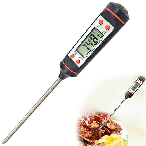 Instant Read Meat Thermometer with Long Probe | Digital Food Thermometer | Kitchen Cooking Thermometer | Temperature Probe for Meat, Water & Baking