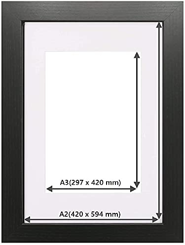 A2(42x59.4cm) Frame With A3(29.7x42) Mount Picture Frame Best To Display Arts Prints Paintings Canvas Wall Hanging Photo Frames (Black)