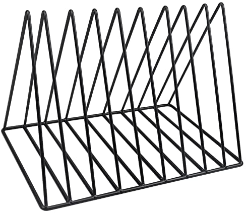 Zeitungsständer Metall, 9 Steckplätze Dreieck Datei Organisator, Zeitungsständer Modern, Magazinständer Katalogsammler Schwarz, Desktop-Bücherregal, Metall Organisation Rack für Schule Office Home