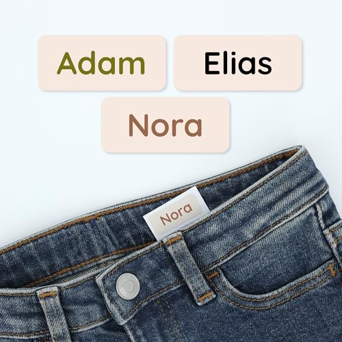 Klebekerlchen® Namensaufkleber Kinder & Erwachsene (120 Stück) – Namensschilder für Kleidung personalisiert – Etiketten selbstklebend für Schule, Kita, Seniorenheim & Beruf - Beige