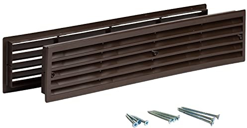 INTERNAL VENTS Door Vent for Interior Doors 16 7/8 x 3 - Two Sided Door Louvers | for Bathroom, Cabinet | Plastic air Vent Grille | Outer Dimensions 17 3/4 x 3 5/8 for 16 7/8 x 3 Opening (Brown)