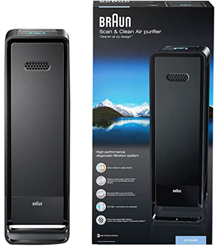 Braun Scan & Clean BFD104BE Luftreiniger, permanenter waschbarer Filter, große Räume, Büros, Küchen, Schlafzimmer, Klassenzimmer bis zu 129 m², Dreifache Filtration, Allergie, Pollen, Heuschnupfen,