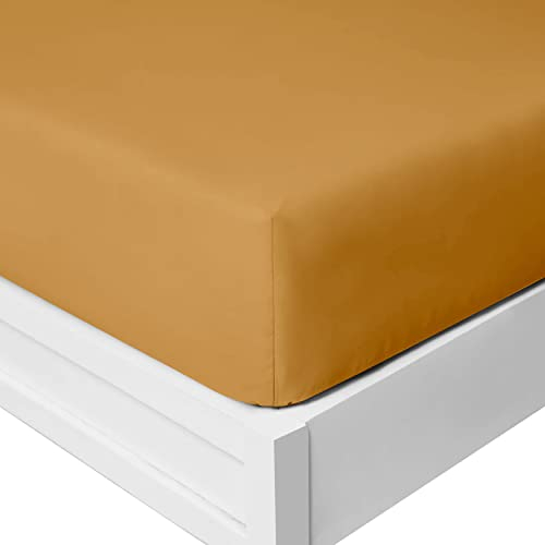 Yorkshire Bedding Spannbettlaken, 25 cm, superweiches, tiefes Spannbetttuch, gebürstete Mikrofaser, knitterfrei, atmungsaktiv und lichtbeständig (Ocker, Super-King-Size-Bett)