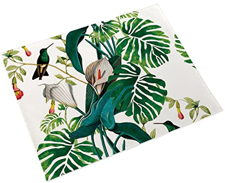 Manteles Individuales Pájaro Animal Verde Mantel Individual Algodón y Lino Lavable Salvamanteles Individuales Resistente al Calor Bajoplatos Individuales Mesa Tapetes para Mesa 30x45cm 4 Pcs