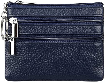 Cynure Sac en Cuir véritable pour Femme avec Porte-clés, Bleu Marine, Talla única, Porte-Monnaie
