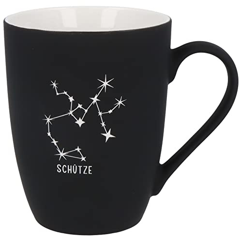 Spruchreif Tazza soft touch nera Sagittario – Tazza incisa su entrambi i lati con segno zodiacale | Regalo personale per i nati Sagittario