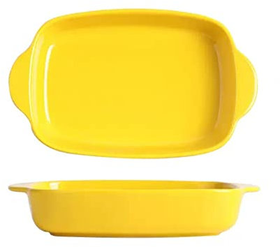 Fuente de Horno Plato for hornear de cerámica de doble oreja, plato for hornear en el hogar, plato for lasaña de Color sólido, plato for hornear Rectangular, plato for hornear arroz con doble oreja Va