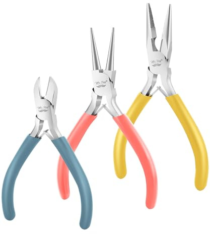 Mr. Pen Jewelry Making Kit, 3 Pack Pliers: Needle Nose, Round Nose, Side Cutters - Multicolor Tri-Color Handles - Jewelry Pliers for Crafting, Making Earrings, Chains