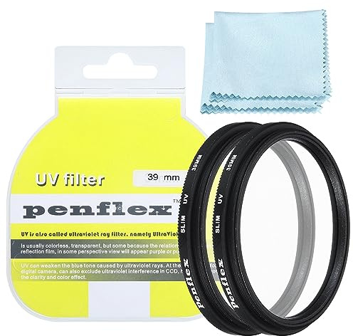 PATIKIL Filtro de 39 mm, 2 filtros de protección delgados de protección UV, filtro de lente de cámara óptica de aluminio, accesorio de cámara óptica cristalina para lente de cámara de 39 mm, filtro de