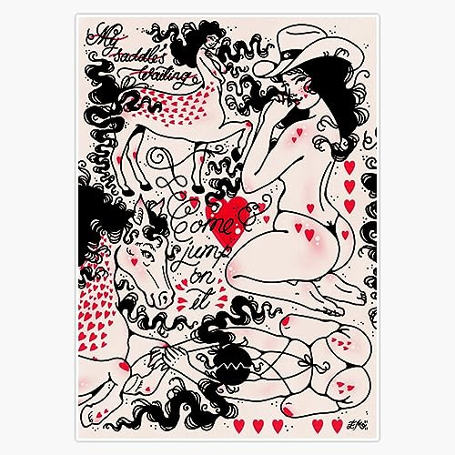 Pony Cowgirl Traditional Tattoo Flash Style Print By Ella Mobbs Creep Heart Sticker Vinyl Waterproof Sticker Decal Car Laptop Wall Window Bumper Sticker 5