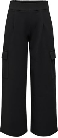 JdY Jacqueline de YONG Pantaloni Cargo da Donna Eleganti Culotte a Vita Alta Marlene Pants JDYGEGGO, Nero, (XS) W x 32L