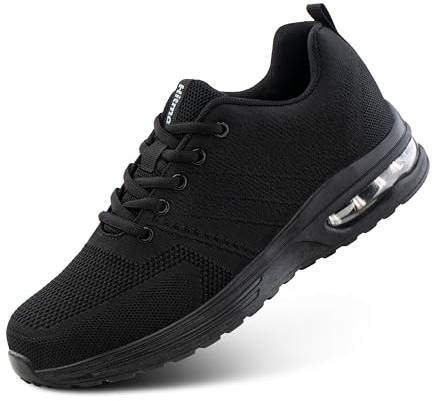 Hitmars Scarpe Ginnastica Uomo Donna Scarpe da Running Corsa Leggere Traspiranti Lacci Sneakers Fitness Sportive Jogging Outdoor Nero Nero EU 39