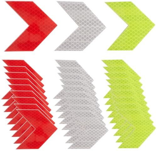 GORGECRAFT 30PCS 3 Colors Car Arrow Reflective Stickers Safety Reflector Stickers Waterproof Vehicle Safety Warning Sign Decal for Trunk Universal Self Adhesive High Intensity Night Visibility