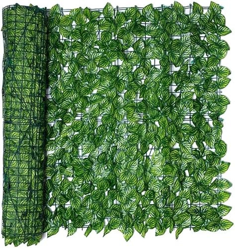 REOVE Künstlicher Efeu-Sichtschutzzaun, 1 x 3 m grüne Kunststoff-Laubzaunpaneele, künstliche Blätterschutzhecke, Sichtschutzzaun, Rolle, Wandlandschaftsbau für Außendekoration, Garten (zwei Rollen à 3