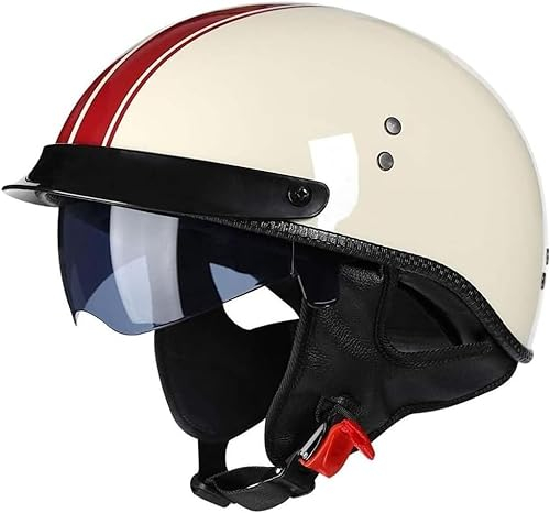 Halvhjälmar Motorcykel Open Face-hjälmar Brain - Cap Motorcykelhjälm med nedfällbart solskydd Retro Open Face-hjälm ECE-certifierad Cruiser Chopper Scooter Jet-hjälm(2,XXL(63~64cm))