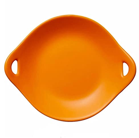 Pirofile da Forno Teglia da forno in ceramica, Bakeware in ceramica a fondo piatto a doppio orecchio, Teglia da forno a colori tonda, Teglia da forno speciale for forno a microonde Pirofila Lasagne(Or